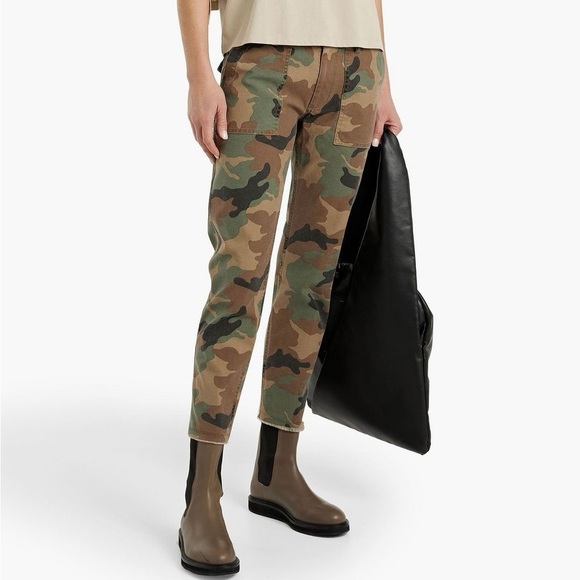 Nili Lotan Pants - Nili Lotan Jenna Cropped Raw Edge Pants Camo Military Boho Casual Women’s 0